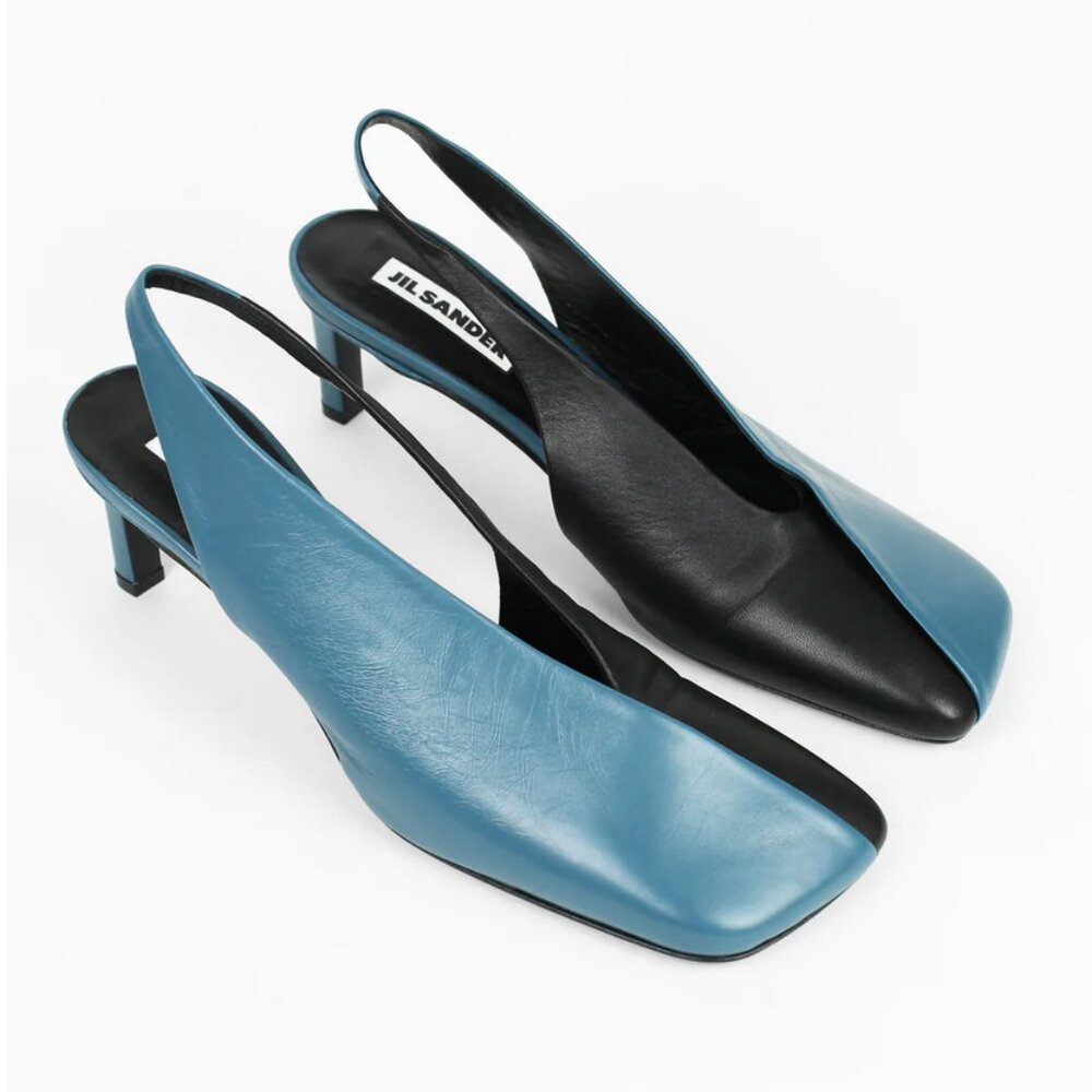 JIL SANDER TWO TONE SQUARE TOE HEELS- BRAND NEW